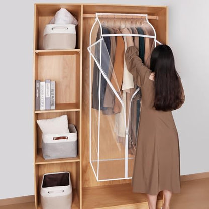 Zilink Dress Bags for Hanging Clothes Clear Garment Rack Cover 60 in, 2Pack | Dustproof, Breathable, Hanging Garment Bags for Storage for Coats, Long Dress, Gown Storage