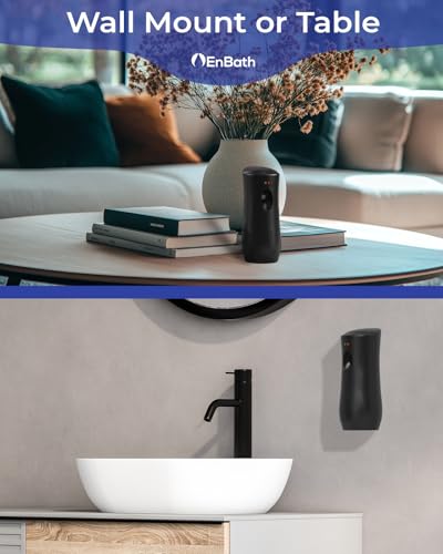 Automatic Air Freshener Spray Dispenser (2-Pack) Black Wall Mounted or Free Standing Battery Operated Sprayer for Home or Commercial Use, 3 Auto Scent Release Time Settings for Room/Bathroom Freshness