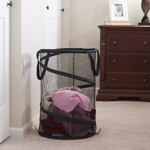 Household Essentials 2026 Pop-Up Collapsible Mesh Laundry Hamper | Black, 25" H