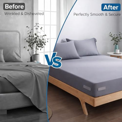 Bed Sheet Holders for Corners, Upgrade Bed Sheet Grippers Locks, 4PCS Fitted Sheet Holder Keep Sheets Firm & Tight, Non-Slip Sheet Clips for Fitted Sheets, Fit All Mattress Easy Install