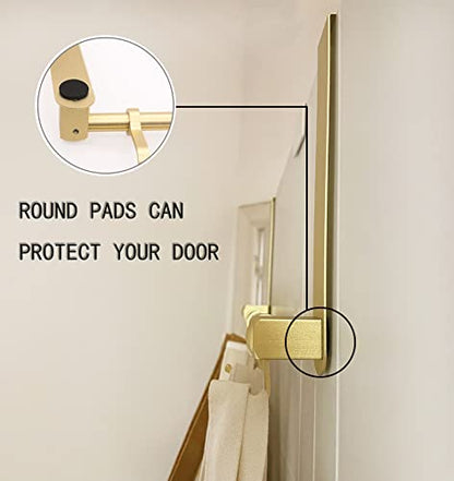 Over The Door Hooks Door Hanger, Moving 6-Hooks Over Door Coat Rack for Hanging, Aluminum Heavy Duty Door Organizer for Towel Robe Hat Bag, Behind Back of Door Bathroom (Gold)