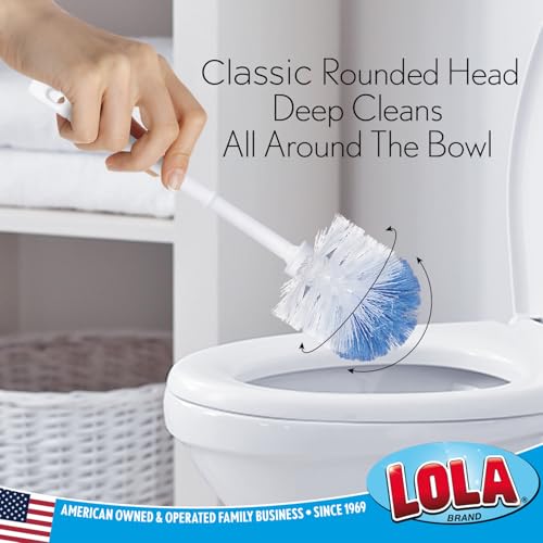 LOLA Classic Toilet Brush, 2 Pack, Durable Fiber Stiff Bristles, Compact Size, Non-Scratch, Long-Lasting