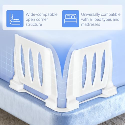 Fitted Sheet Holders for Corners Upgrade Bed Sheet Grippers Sheet Clips | 4Pcs Bed Sheet Holders for Corners Heavy Duty Sheet Clips Fitted All Mattress Sizes, Lock Sheet Holders Keep Firm