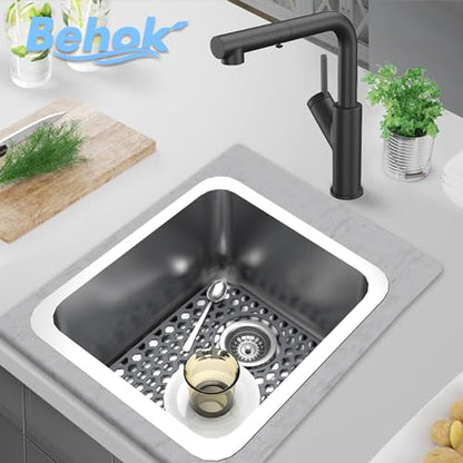 2 Pack Silicone Sink Protector Mat for Kitchen Sink Rear Drian Gray | 13-9/16" x 11-5/8" Non-Slip Heat-resistant and Durable Silicone Grid