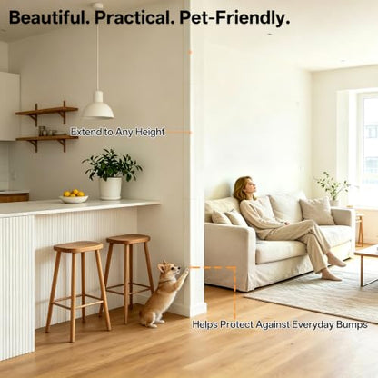 2 Pack White PVC Self-Adhesive Wall Corner Guards, 39.37in Edge Protectors | Tool-Free 5-Min Install: Peel-and-stick corner guards protect wall corners & furniture edges with scratch resistance.
