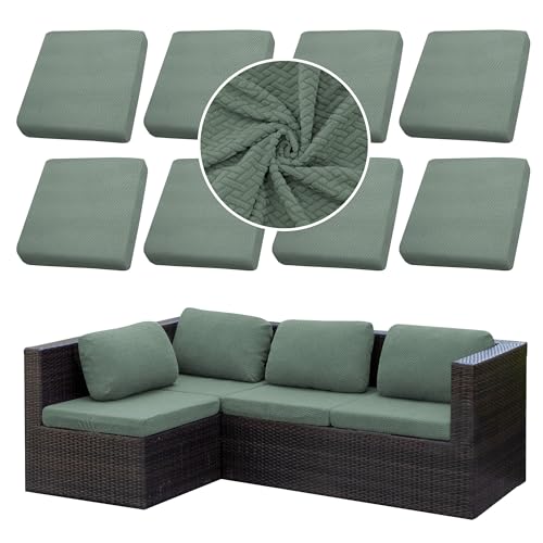 8PCS Patio Cushion Covers.Patio Furniture Couch SeatSlipcovers | Washable Fumiture Protector, Replacement for Sofa SectionalChair Elastic-Bottomed Sofa Chair Cover