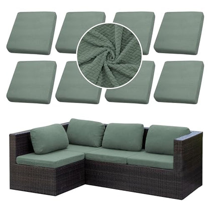 8PCS Patio Cushion Covers.Patio Furniture Couch SeatSlipcovers | Washable Fumiture Protector, Replacement for Sofa SectionalChair Elastic-Bottomed Sofa Chair Cover