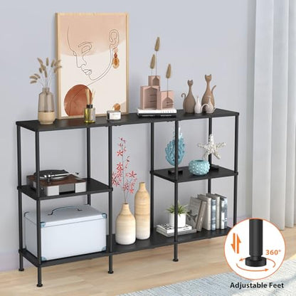 Tall TV Stands for Bedroom Living Room, Black TV Stand for 50 43 40 Inch TV | Tall Entertainment Center with Open Storage,3 Tier TV Stands TV Console Table for Bedroom, Media Cabinet with Shelves, Black