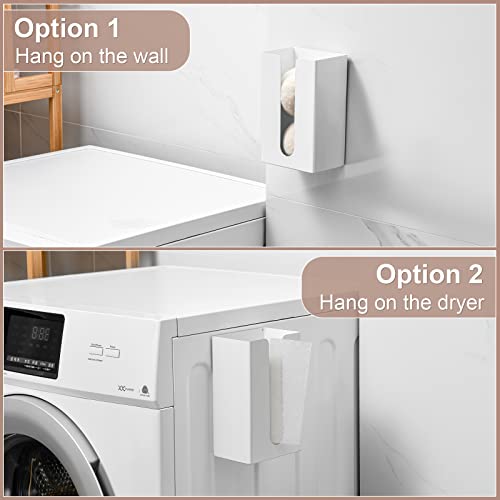 Magnetic Dryer Sheet Holder,Dryer Sheet Container Dispenser,Metal,White | Laundry Room Organizition,Wall Dryer Sheet Box,Fabric Sheet Holder,Laundry Detergent Sheets Dispenser
