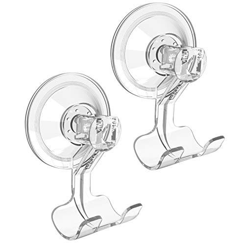 VIS'V Shower Suction Cup Razor Holder for His and Hers, Clear, 4 Pcs | Removable and Reusable, Clear Invisible Design, Locking Suction Technology, Dual Vacuum Suction, Fit for Smooth Flat Surfaces