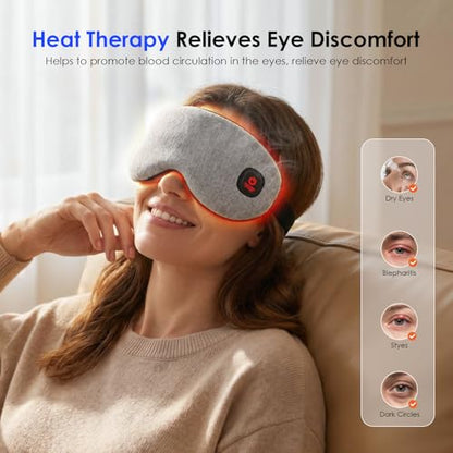 Akakios Heated Eye Mask for Dry Eyes, Cordless Eye Heating Pad with 3 Temperature Modes, Improved Sleep, Eye Warmer Compress for Travel with Replaceable Washable Cover (Gray)