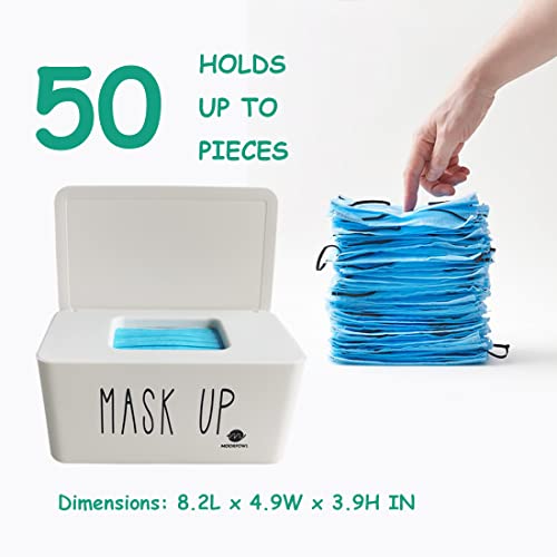 Moorfowl Face Mask Dispenser Mask up Conatainer 8.2" L x 4.9" W x 3.9" H | Mask Container Storage Tabletop Face Covering Organizer Box for Home, Office, Entryways, Schools