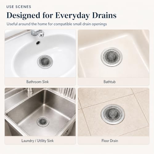 Kingrol 50 Pack 2-3/4 Inch Stainless Steel Sink Strainers, Small Mesh Drain Strainer Baskets for Kitchen Sink, Bathroom Sink, Bathtub, Laundry, Floor Drain and Utility Sink
