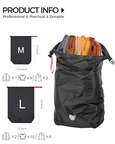 Travel Laundry Bag, Pump-Free Vacuum Compression Dirty Clothes Bag for Suitcases, Large Waterproof Wet Dry Bag, Space Saver Reusable Laundry Bag for Cruise Essentials, Road Trip & Dorm, Black