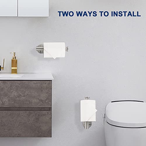 NearMoon Toilet Paper Holder Self Adhesive, Premium Thicken SUS304 Stainless Steel Rustproof Adhesive Toilet Roll Holder no Drilling for Bathroom, Kitchen, Washroom (2 Pack, Brushed Nickel)
