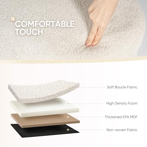 B FSOBEIIALEO Ottoman with Storage for Living Room, Sherpa Folding Storage Ottoman Foot Rest, 43.3 Inches Collapsible Bedroom Bench White Cream