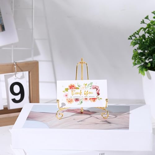 10 Pack 4 Inch Iron Plate Stands for Display, Plate Holder Display Stand, Gold Easel Stands for Photo, Picture Frame, Decorative Dish, Book and Tabletop Art (Gold, 4 Inch)