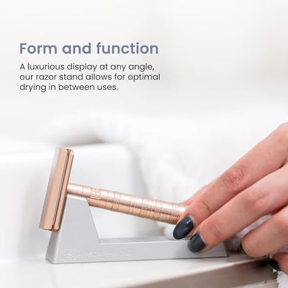 Henson Shaving Machined Aluminum Safety Razor Stand Weighted Non-Slip Base Holder for Optimal Drying Angle - Countertop Storage for Henson Razors