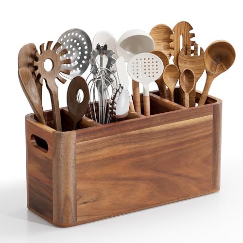 Utensil Holder, Extra Large Kitchen Utensil Holder... (Acacia Wood | Acacia Wood)