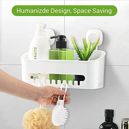 Suction Cup Shower Caddy - No Drilling Removable S... (White | ABS Plastic)