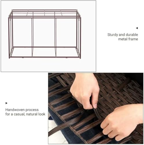 SONGMICS Storage Basket with Lid, Woven Blanket Storage Bin with Handles, Foldable, Removable Liner, Metal Frame, for Bedroom, Laundry Room, 42.3 Gallons (160 L), Brown URST76BR