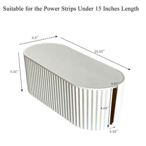 White Cable Management Box with Lid, Large, Plastic | Cable Box Organizer, For Wire, Power Strip, Surge Protector, Extension Cords Hider Cover, For Home Office, Desk and Floor