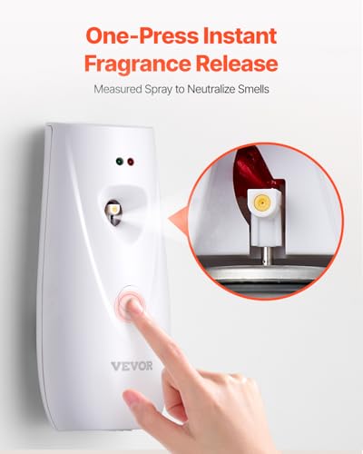 VEVOR Automatic Air Freshener Spray Dispenser, 4-Pack, Wall Mounted or Free Standing, Battery Operated, Multiple Time Settings for Home, Indoor, Bathrooms, Offices, Hotels, Commercial Places, White