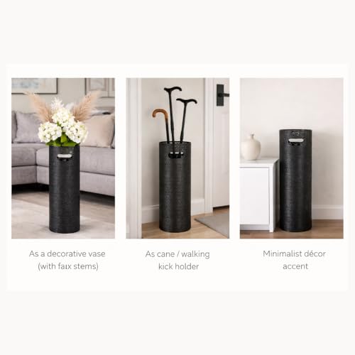 21 inch Heavy Duty Metal Umbrella Stand - Durable Storage Holder for Umbrellas - Indoor and Outdoor Use - Stylish and Modern Organizer for Entryways. (Black Lace)