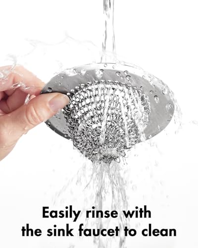 Kitchen Sink Drain Strainer,Patented Reversible Chain Mesh Basket Anti-Clog | Revolutionary Sink Strainer，Easy Clean，Fast Drainage，304 Stainless Steel Rust-Proof，4.4" Large Capacity Food Catcher/Handmade
