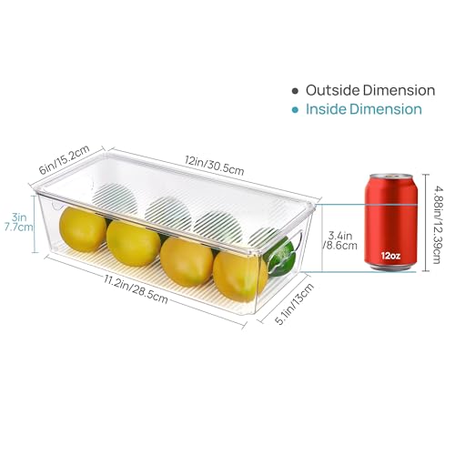 Vtopmart 8pcs Clear Stackable Storage Bins with Lids | BPA-free food-grade PET, Stackable with Lids Included, Easy to Move, For Fridge Freezer Pantry Cabinet Kitchen Organization
