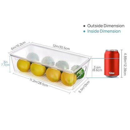 Vtopmart 8pcs Clear Stackable Storage Bins with Lids | BPA-free food-grade PET, Stackable with Lids Included, Easy to Move, For Fridge Freezer Pantry Cabinet Kitchen Organization