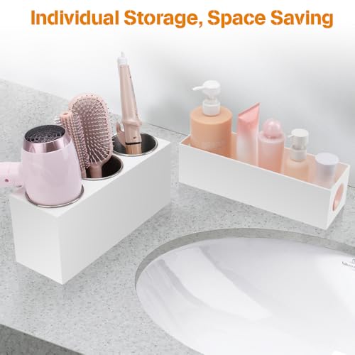 Hair Tool Organizer with 3 Stainless Steel Cups, Cooling Hot Tools | Bathroom Vanity Storage, Hair Styling Accessorier Hair Dryer, Blow Dryer, Curling Iron, Flat Iron, Hair Straightener
