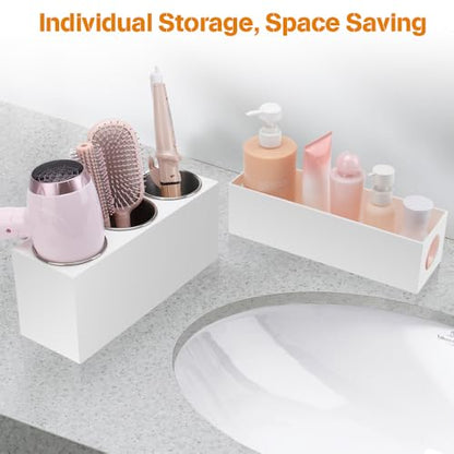 Hair Tool Organizer with 3 Stainless Steel Cups, Cooling Hot Tools | Bathroom Vanity Storage, Hair Styling Accessorier Hair Dryer, Blow Dryer, Curling Iron, Flat Iron, Hair Straightener