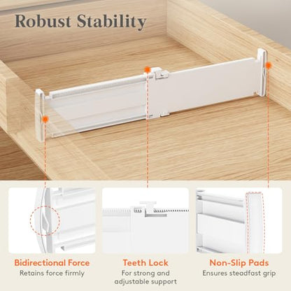 Lifewit 3.2" High Drawer Dividers for Clothes, Adjustable Drawer Organizers | 10.5"-16.5" Expandable Plastic Separator for Dresser, Kitchen, Cabinet, Closet, Nursery, Socks & Underwear Storage, 4 Pack