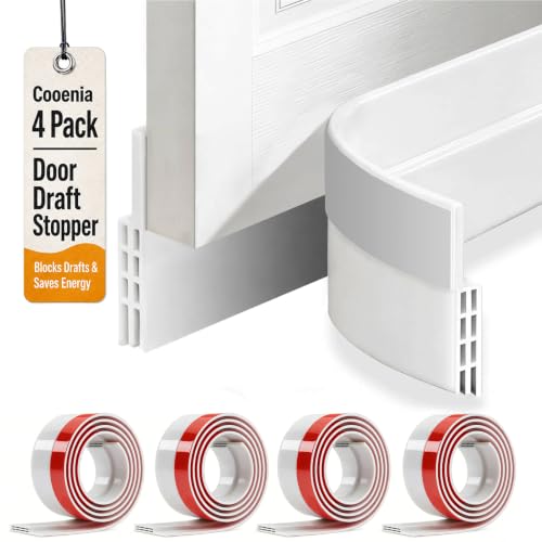 4 Pack Door Draft Stopper, Door Sweep for Bottom o... (White | Silicone)