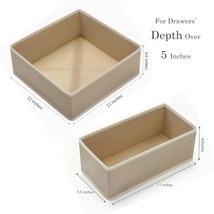Drawer Organizer for Clothes & Underwear - 4-Pack Fabric Storage Bins with Zipper Bottom | Bra Drawer Organizer & Sock Organizer for Dresser - Foldable Baby Clothes Organizer Set, Grey