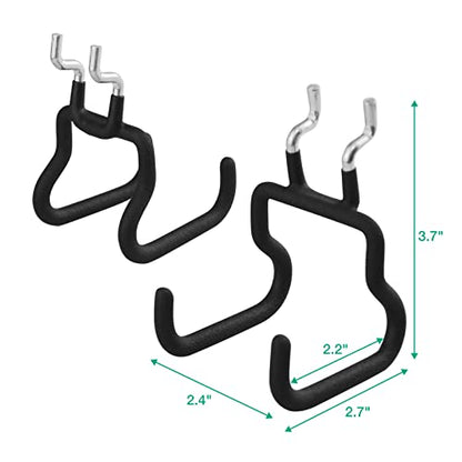 Pegboard Hooks, 8 Pack Peg Board Tool Utility Hooks & Hangers (Black) | 1/4" Pegboard Accessories Organizers, Heavy Duty Peg Board Big Tool Hooks, Shelving Hangers for Craft Garage Workbench Office