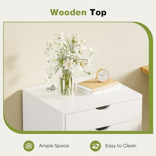 Sweetcrispy 7 Drawer Rolling Storage Cabinet with Wheels, Wood Organizer | Fits Under Desk Dresser Chest for Home Office, Bedroom, Small Place, Living Room White
