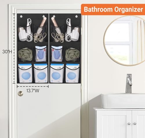 2 Packs Narrow Over the Door/Wall Shoe Organizer, Small Hanging Shoe Rack for Closet with Clear Mesh Pocket for Bathroom, RV, Pantry, Camping (Black)