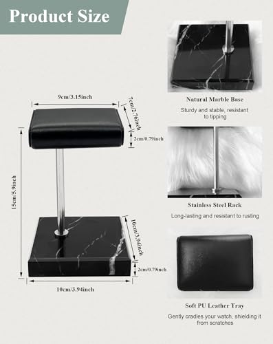 Watch Stand for Men Women Single, Watch Display Stand Holder, Single Watch Holder Watch Stand, Jewelry Stand, Black Marble Watch Stand Display for Watches, Bracelets, Watch Accessory