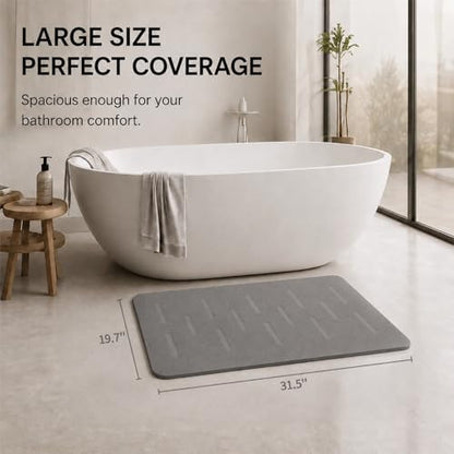 31.5"x19.7" Stone Bath Mat for Bathroom, Large Diatomite Bathmat | Super Absorbent, Modern Quick Drying Diatomite Bathmats, Non-Slip Base, Easy Clean for Shower Floor & Bathroom (Dark Gray)
