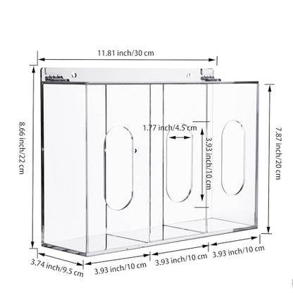 Hairnet & Shoe Cover Dispenser Triple Disposable Mask Plastic Glove Box Holder with Lid Wall Mount Acrylic Clear Storage Containers for Organizing Sanitation Tool Case (clear)