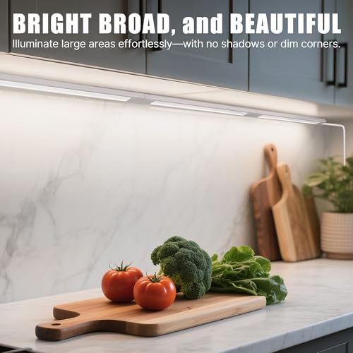 2 Pcs 14inch Plug in Under Cabinet Lighting for Kitchen, 6500k Bright White LED Under Counter Wired Lights for Shelf/Bookshelf/Workbench/Over Sink Linkable 110V LED Light Bar