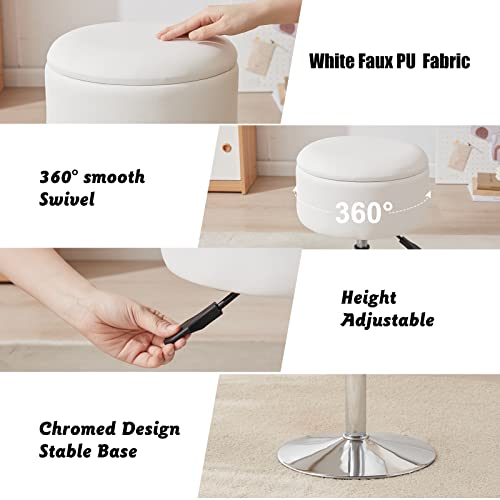 Adjustable Vanity Stool with Storage Swivel Vanity Chair Makeup