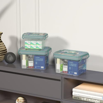 Covetree 2-Pack Clear Plastic Medicine Storage Organizer & First Aid Box – Multi-Layer Medicine Storage Box, Durable Medicine Organizer, Clear Medicine Storage Box for Home, Office & Travel