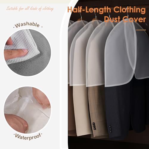 25 Pcs Shoulder Covers for Hanging Clothes, 24 x 17 Inch Plastic Garment Cover Clear Dust Clothes Hanger Covers for Coats, Dress, Suit, Sweater, Jackets