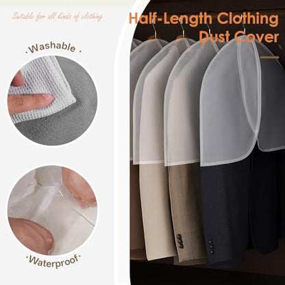25 Pcs Shoulder Covers for Hanging Clothes, 24 x 17 Inch Plastic Garment Cover Clear Dust Clothes Hanger Covers for Coats, Dress, Suit, Sweater, Jackets