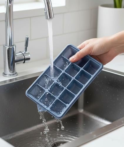 Upgraded Silicone Ice Cube Trays with Spill-Proof Lid For Freezer | Durable Easy Release 1.2'' Ice Cube Molds & Trays for Coffee, Drinks, Cocktail, Whiskey, Baby Food, BPA Free, 3Pack