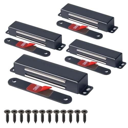 Magnetic Door Catch Heavy Duty 90lb Door Magnets w... (Black | Stainless Steel)