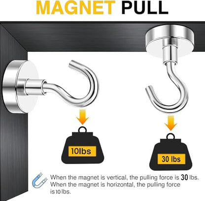 Magnetic Hooks, 30lbs+ Magnet Hook 2026 Cruise Cab... (Silver | Neodymium)